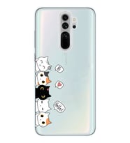 Redmi Note 8 Pro Uyumlu Kedi Karakterler Tasarımlı Şeffaf Telefon Kılıfı