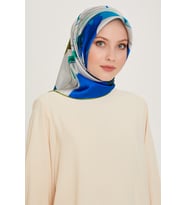 YENİ SEZON - 2024 SONBAHAR KIŞ - DJ SAF İPEK EŞARP 9241D (S)  ( SURA)- 03703 (Gri - Yeşil)