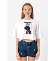 See You In Space Cowboys Minimalist Anime Poster Beyaz Kadın Crop Tshirt