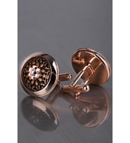 Bronz Renk Pembe Taşlı Kol Düğmesi KD1221