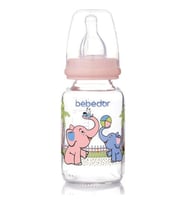 Bebedor 30302 Desenli Cam Biberon 125 ml Pembe Fil Desenli (Renksiz)