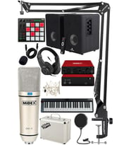 Midex İmpressive Paket-5 Stüdyo Ekipmanları Seti (Monitör Mikrofon Ses Kartı Kulaklık Midi Klavye Pad Controller)