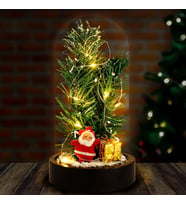 Noel Baba ve Çam Ağacı Temalı Led Işıklı Fanus