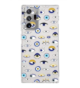 PrintiFy Samsung Galaxy Note 20 Ultra ile Uyumlu Nazar Boncuğu 2  Kamera Korumalı Şeffaf  Kılıf