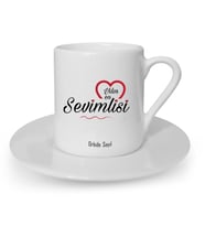 İsme Özel Türk Kahvesi Fincanı Seti - Yılın En Sevimlisi (Beyaz)