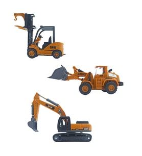 Metal Kepçe Dozer ve Forklift Set 3'lü GWL Oyuncak İş Makinaları Seti  (Sarı)