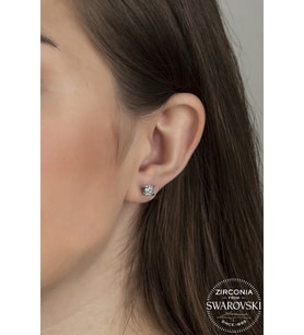 Union Swarovski Zirconia Kadın 4 Tırnak Tektaş Gümüş Küpe