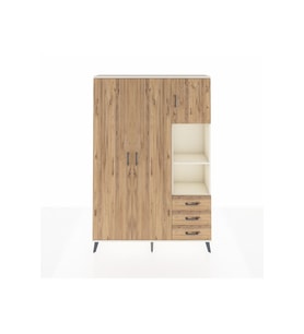 Arges Gardrop 5 Raflı 3 Çekmeceli Tek Askılı 132x30x195 Aytaşı-Çam