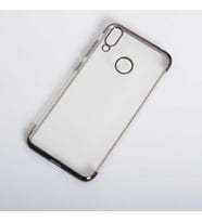 Huawei Honor 8C Köşeleri Renkli Şeffaf Kamera Korumalı Kılıf (Siyah)