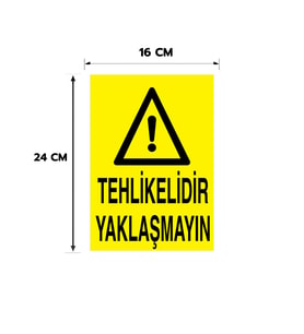 6 Adet Tehlikelidir Yaklaşmayınız Kişiselleştirilebilir Sticker, 16x24, 20x30 (A4), 30x42 (A3) Cm Boyut Seçeneklerinde Folyo Baskı Sticker
