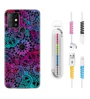 INFINIX Hot 8 9 10 11S Hot 10 Play 10T Kılıf Kablo Koruma Spiral Silikon Colurful Mandala 1667