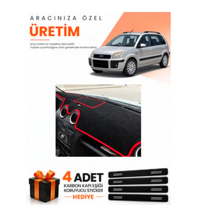 FORD FUSİON (2009-2012) Uyumlu Torpido Koruma Örtüsü Oto Kılıfı - Siyah Kırmızı