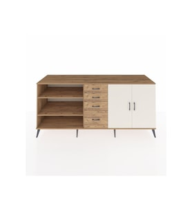 Kronos Konsol 3 Raflı 4 Çekmeceli 2 Kapaklı 220x59x99 Çam-Aytaşı/Çam