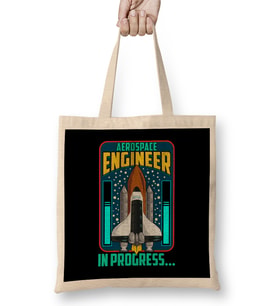 Aerospace Engineer In Progres Spaceship Rocket Bez Çanta Uzun Saplı