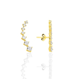 Gümüş altın yaldızlı zirkon yedi taşlı pırıltı küpe SGTL12575GOLD
