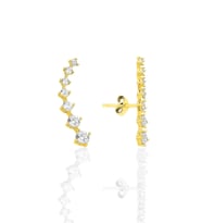 Gümüş altın yaldızlı zirkon yedi taşlı pırıltı küpe SGTL12575GOLD