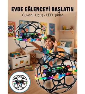 El Hareketi Kontrollü Futbol Topu Tasarımlı Drone LED Işıklı