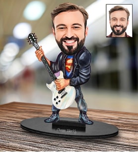 Kişiye Özel Gitarist Tasarımlı Karikatür Biblo