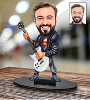 Kişiye Özel Gitarist Tasarımlı Karikatür Biblo