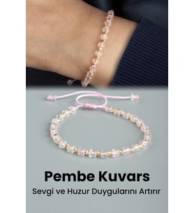 Pembe Kuvars Doğal Taş Faset Küp Kesim 4mm Makrome Bileklik