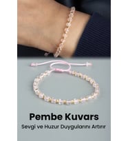 Pembe Kuvars Doğal Taş Faset Küp Kesim 4mm Makrome Bileklik