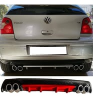 Vw Polo Mk4 Kırmızı Difüzör Çiftli Yuvarlak Egzoz Görünümlü D Tip Difizör