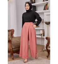 1073-Ancelina Pantolon etek Pudra