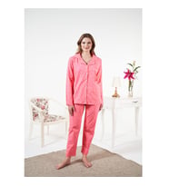 Estiva Likralı Penye Önden Düğmeli Bayan Pijama Takım (Pembe)