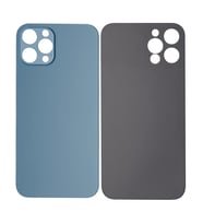 Apple iPhone 12 Pro Uyumlu LOGOLU Arka Pil Batarya Kapağı - LENS HARİÇ (Mavi)