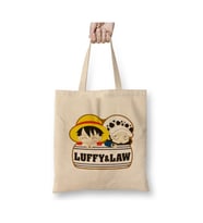 One Piece Luffy ve Law Beyaz Bez Çanta Uzun Saplı Alışveriş Çantası Plaj Çantası