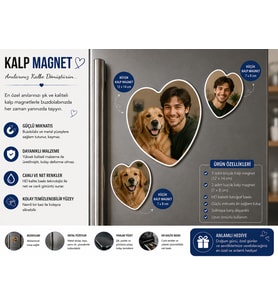 Kalp Fotoğraf Magneti Evcil Hayvan ve Sahibi Kişiselleştirilebilir Patili Dost Hediyesi