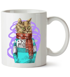 Kedi Baskılı Porselen Kupa Bardak