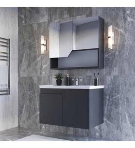 Teta Home Napoli 80 cm Mdf Banyo Dolabı Seti  Antrasit