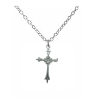 Antik İşlemeli Haç Figürlü Unisex Kolye – 60 cm Zincirli, Vintage & Gotik Metal Takı (Gümüş)