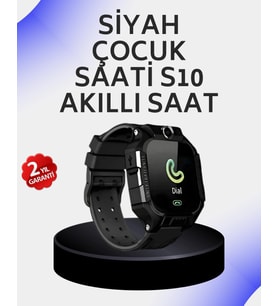 S10 Akıllı Çocuk Saati Siyah Tasarım Adımsayar Alarm Fonksiyonu