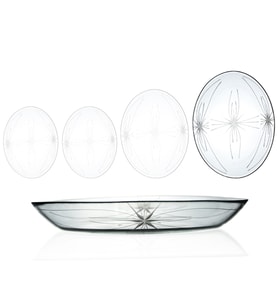Decocia 1 Adet 33cm Oval Cam Salata Sunum Tabağı Mira Desenli