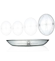 Decocia 1 Adet 33cm Oval Cam Salata Sunum Tabağı Mira Desenli