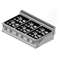 CSA Karacasan 900 Seri Set Üstü 120 cm 6 Gözlü Tüplü Ocak 120x90x30cm