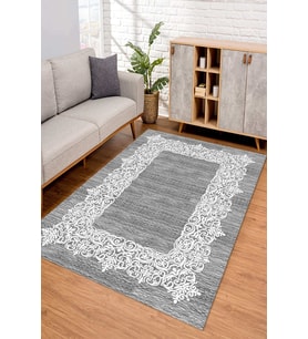 Dijital Kaymaz Taban Yıkanabilir Renkli Salon Halısı Mutfak Halısı Yolluk ND-SD-607 (Gri)