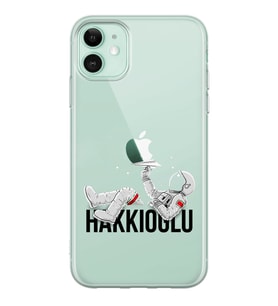 Yatan Astronot Tasarımlı Şeffaf Telefon Kılıfı (Tüm Modeller Mevcuttur)