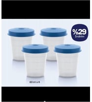 Tupperware Ölçülü Sos Ve Shot Kabı Sızdırmaz Kapaklı 4 Lü 60Ml