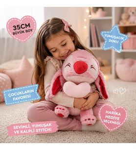 35 CM Kalpli Stitch Peluş Oyuncak  Sevimli Yumuşacık Büyük Boy Hediye ve Koleksiyonluk