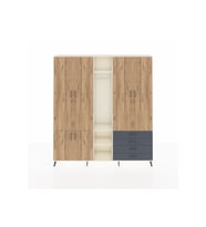 Arges Dolap 14 Raflı 4 Çekmeceli Tek Askılı 220x30x243 Aytaşı-Çam/Antrasit