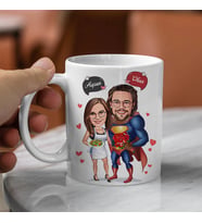 Kişiye Özel Romantik Kahraman ve Sevgilisi Karikatürlü Kupa Bardak