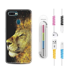 Oppo A5S A15 A16 A54 A55 A73 A74 Kılıf Kablo Koruma Spiral Silikon Leon 1323