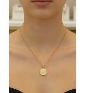 Çelik Gold Madalyon S Harf Kolye - 25-clkk202