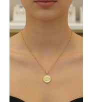 Çelik Gold Madalyon S Harf Kolye - 25-clkk202