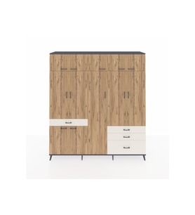 Hyperion Dolap 11 Raflı 4 Çekmeceli 2 Askılı 220x44x243 Antrasit-Çam/Aytaşı
