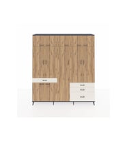 Hyperion Dolap 11 Raflı 4 Çekmeceli 2 Askılı 220x44x243 Antrasit-Çam/Aytaşı