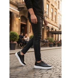 Enoch Erkek Floter Deri Dokulu Hafif Yüksek Tabanlı Klasik Sneaker Comfort Ayakkabı